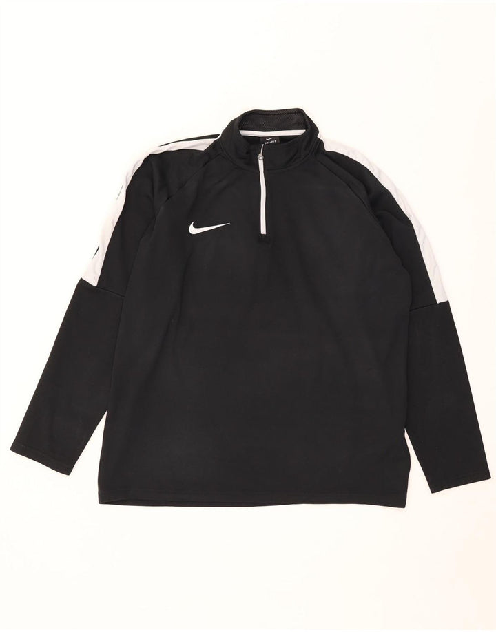 Ανδρική μπλούζα με φερμουάρ Nike Dri Fit με μακρυμάνικο μεγάλο μαύρο χρώμα