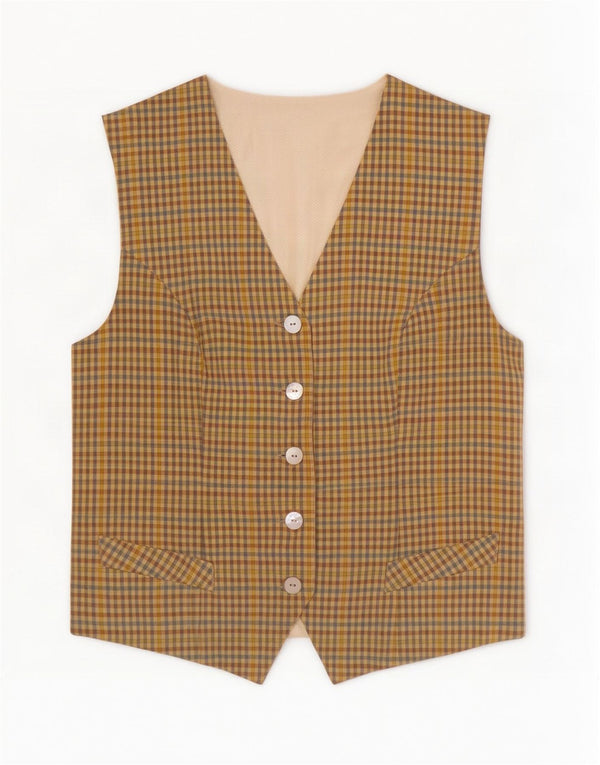 Vintage γυναικείο γιλέκο UK 18 XL Yellow Check