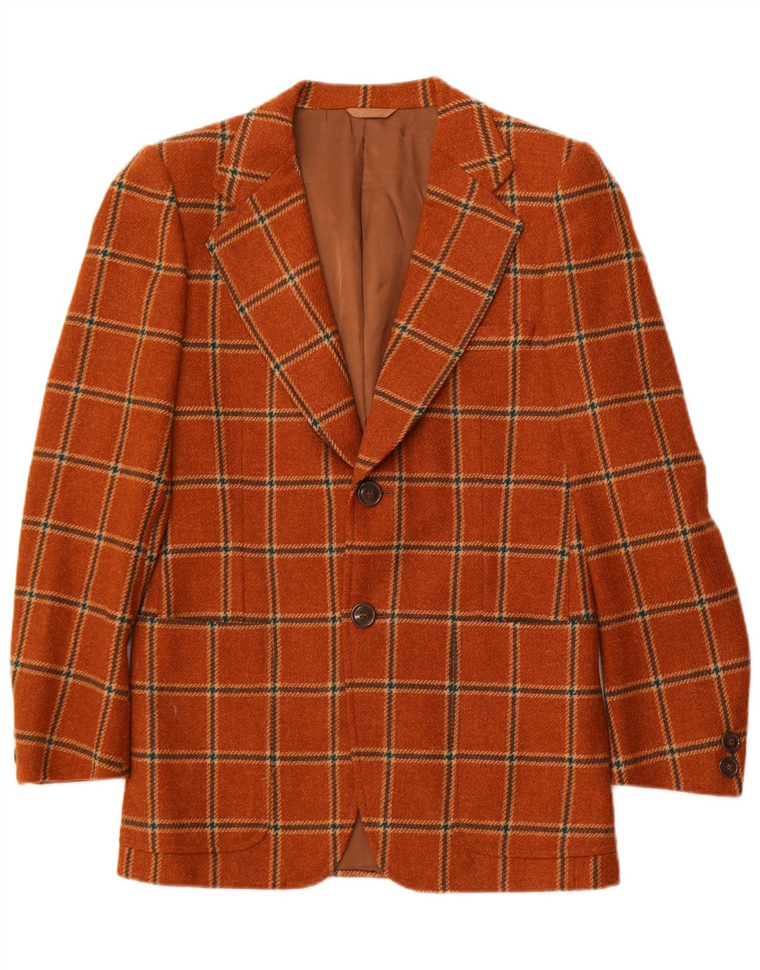 VINTAGE Ανδρικό σακάκι σακάκι με 2 κουμπιά IT 50 Μεγάλο καφέ καρό μαλλί