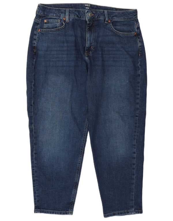 Marks & Spencer Γυναικεία Mom Cropped Jeans UK 16 Large W36 L25 Blue Cotton