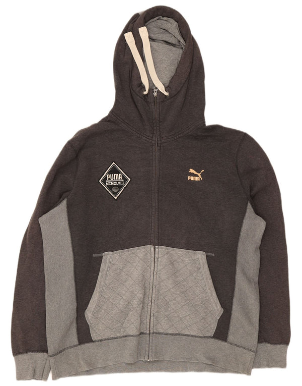 Ανδρικό πουλόβερ με κουκούλα με φερμουάρ Puma XL Grey Check