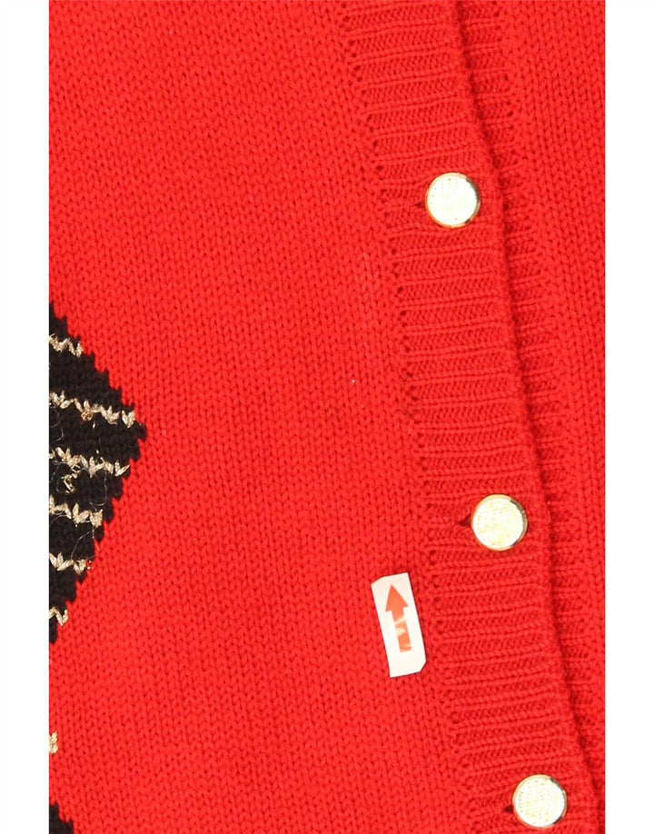 Vintage γυναικεία ζακέτα UK 16 Large Red Argyle/Diamond