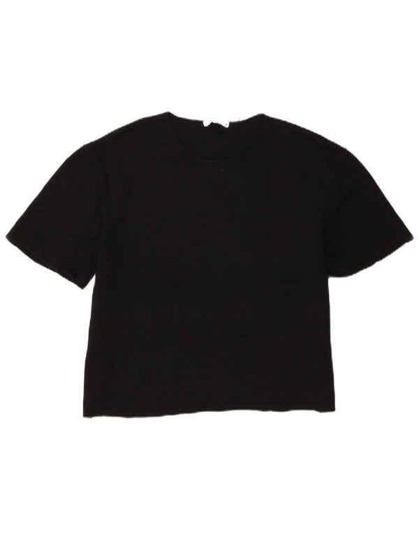 Zara Womens Crop Oversized T-Shirt Top UK 10 Small Black Polyester