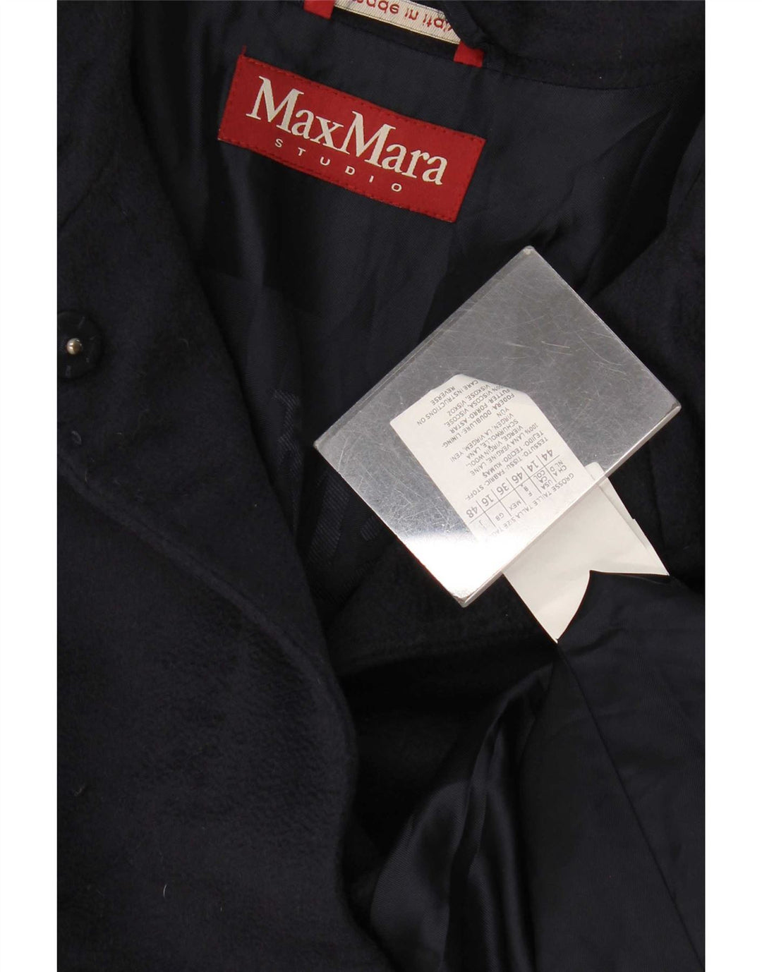 Max Mara Γυναικείο Πανωφόρι UK 16 Large Navy Blue Virgin Wool
