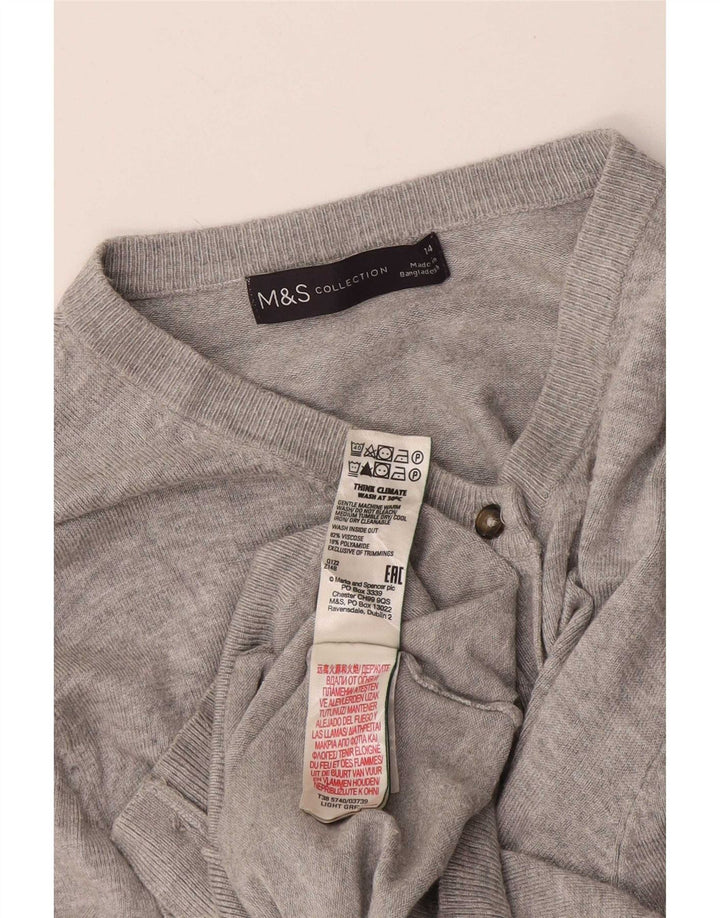 Marks & Spencer Γυναικείο πουλόβερ Crop Cardigan UK 14 Medium Grey Flecked