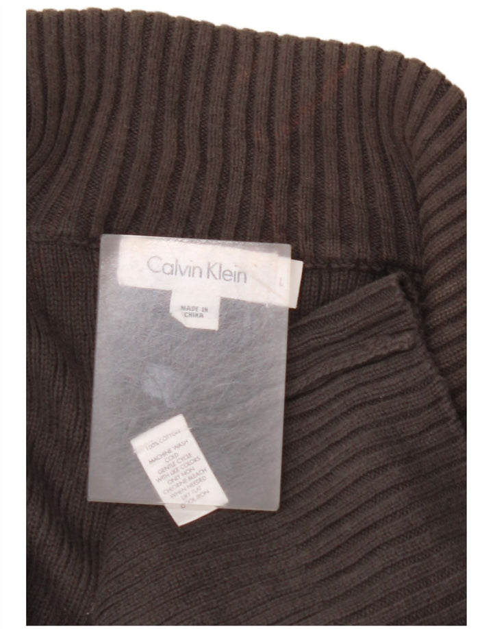 CALVIN KLEIN Ανδρικό πουλόβερ με φερμουάρ, μεγάλο γκρι βαμβακερό