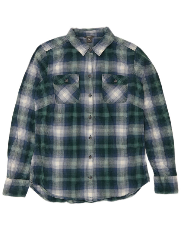 EDDIE BAUER Γυναικείο φανελένιο πουκάμισο UK 10 Small Green Check Cotton