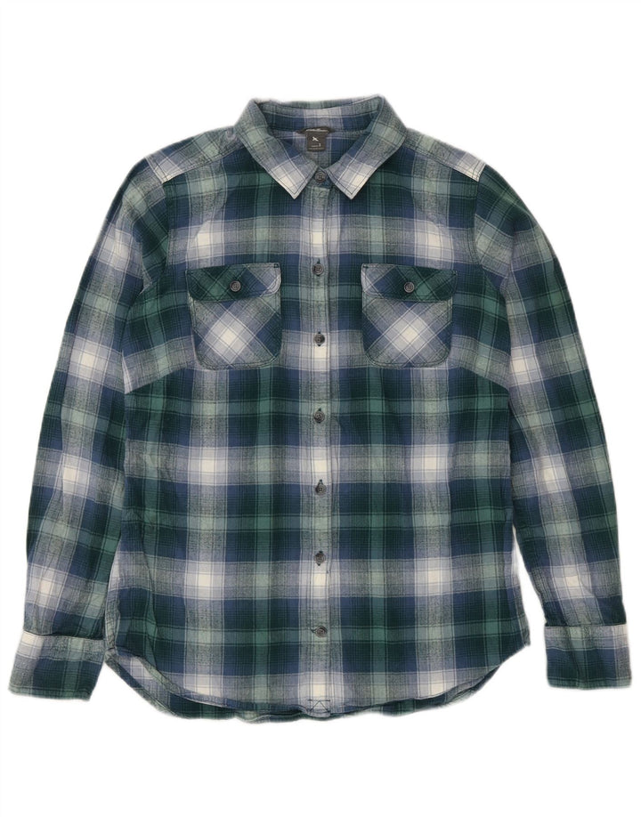 EDDIE BAUER Γυναικείο φανελένιο πουκάμισο UK 10 Small Green Check Cotton