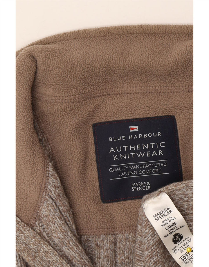 Marks & Spencer Ανδρική ζακέτα πουλόβερ με μεγάλο καφέ μαλλί