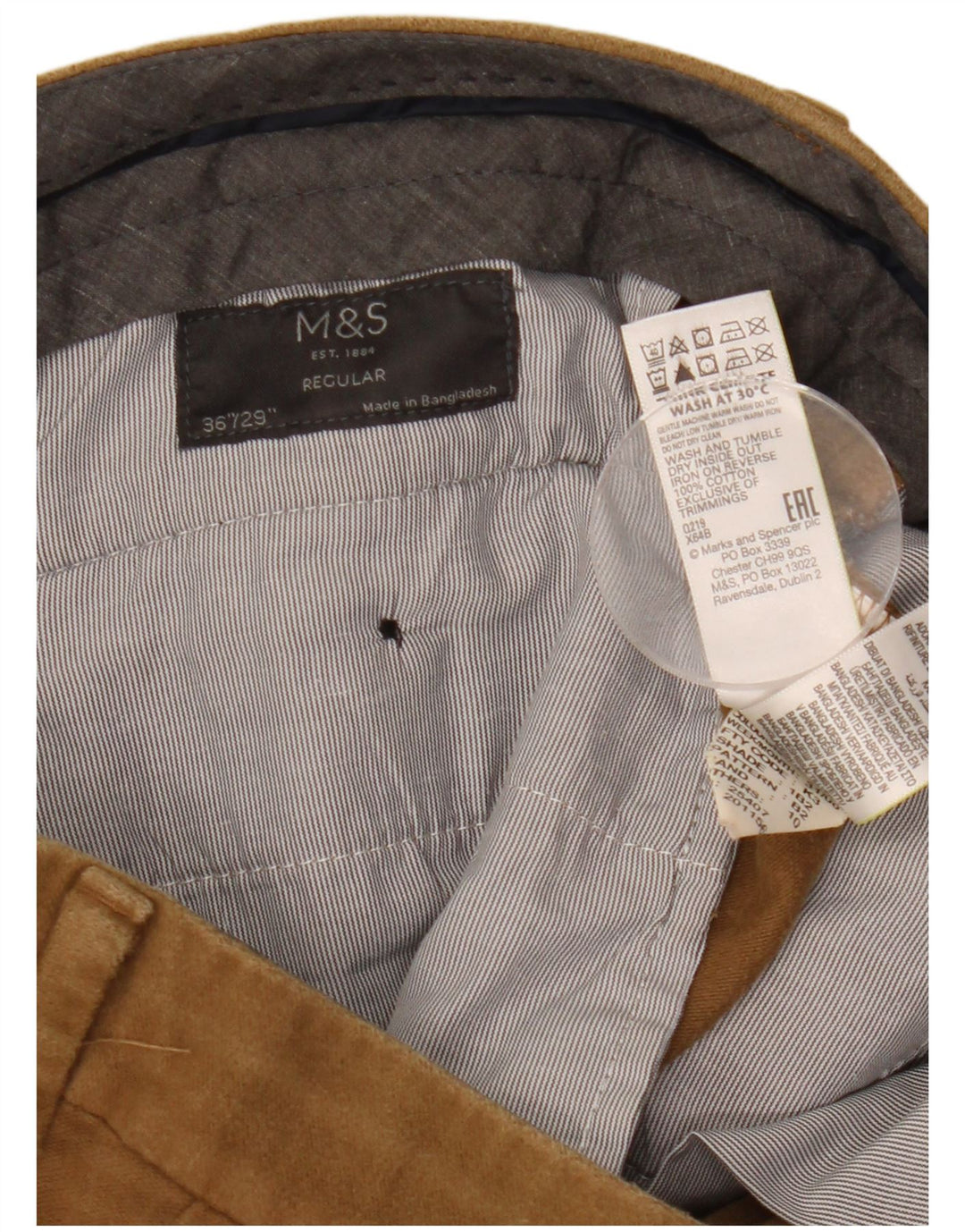 Marks & Spencer Ανδρικό κανονικό παντελόνι Capri W36 L23 Μπεζ βαμβακερό