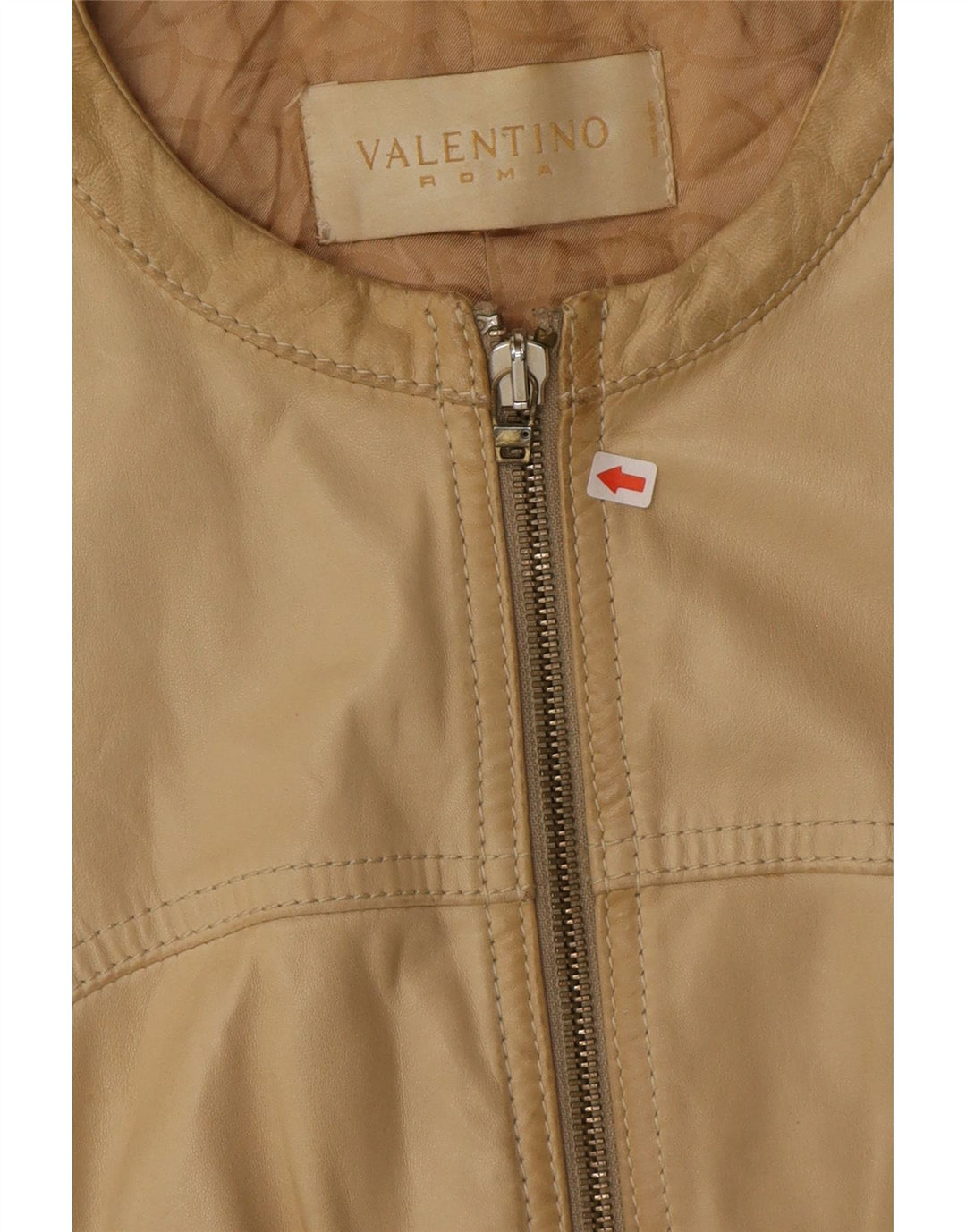 Valentino Γυναικείο Crop Δερμάτινο Μπουφάν IT 40 Small Beige Leather