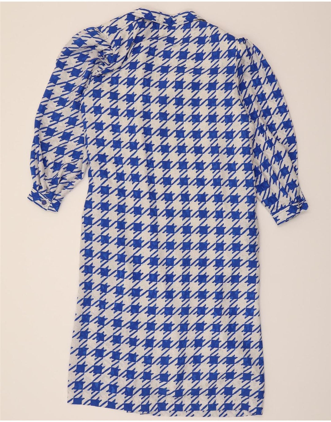 VINTAGE Womens 3/4 Sleeve Maxi Dress IT 46 Large Blue Houndstooth Vintage Vintage and Second-Hand Vintage from Messina Hembry 