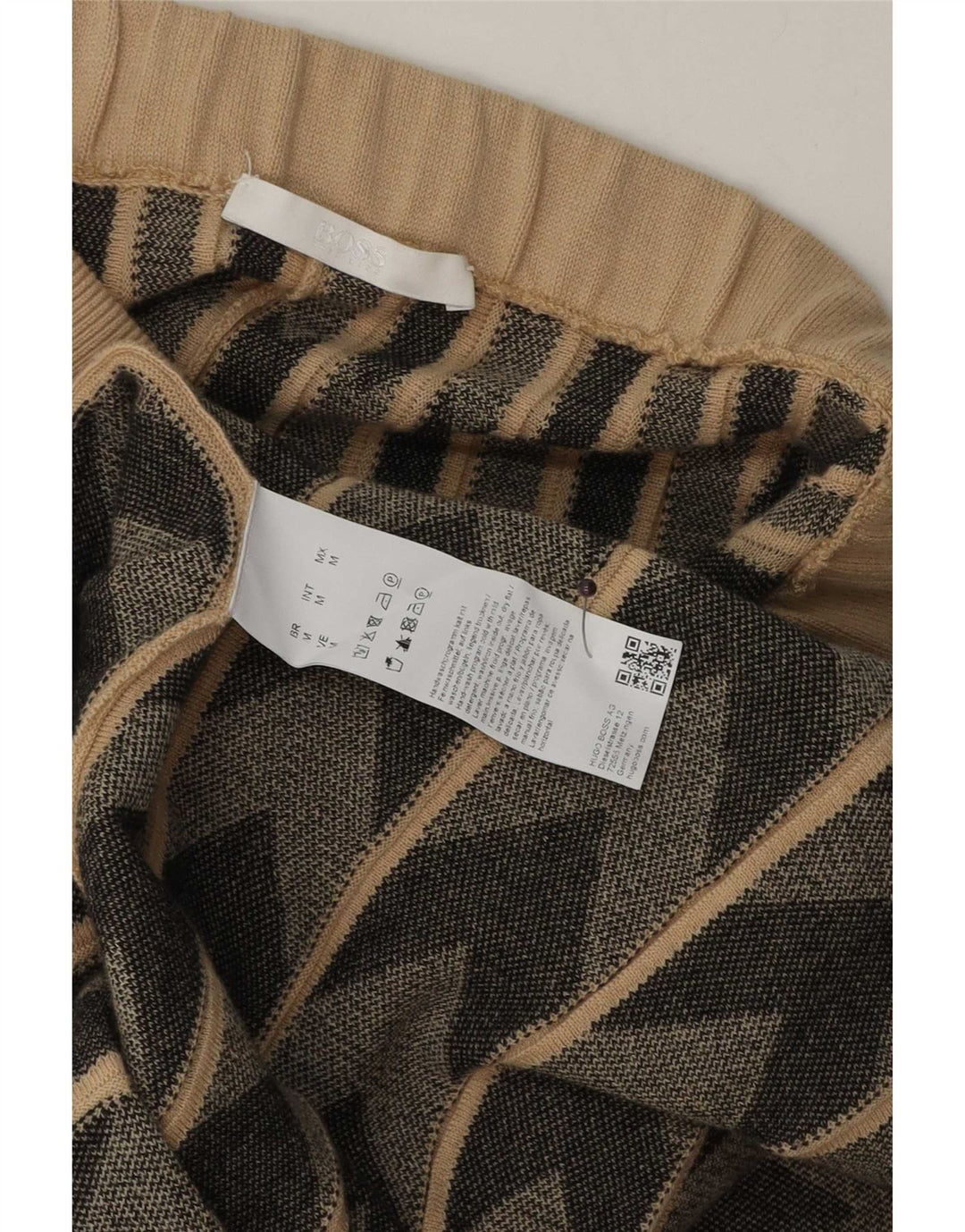 Γυναικεία πλεκτή φούστα Hugo Boss μεσαία W30 Μπεζ γεωμετρικό μαλλί