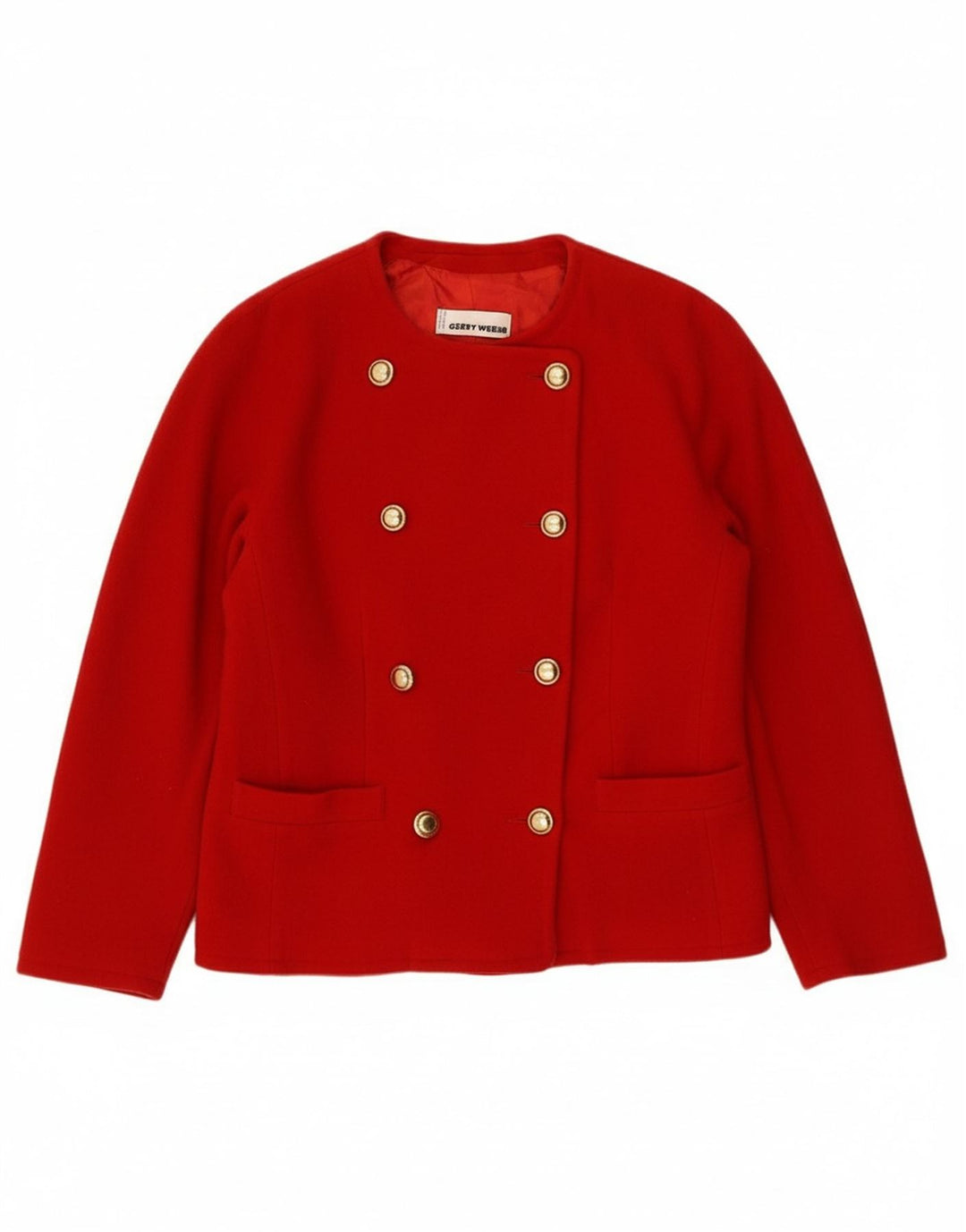 GERRY WEBER Womens Double Breasted Blazer Jacket EU 40 Medium Red Cashmere