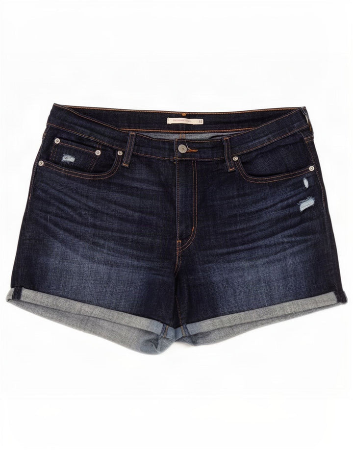 Levi's γυναικείο αναξιοπαθούντα ψηλό τζιν σορτς W33 μεγάλο μπλε ναυτικό βαμβακερό