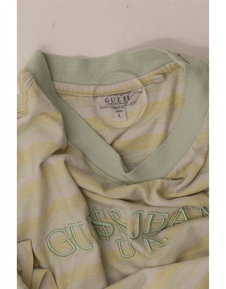 Ανδρικό γραφικό μπλουζάκι Guess Top μεγάλο κίτρινο ριγέ