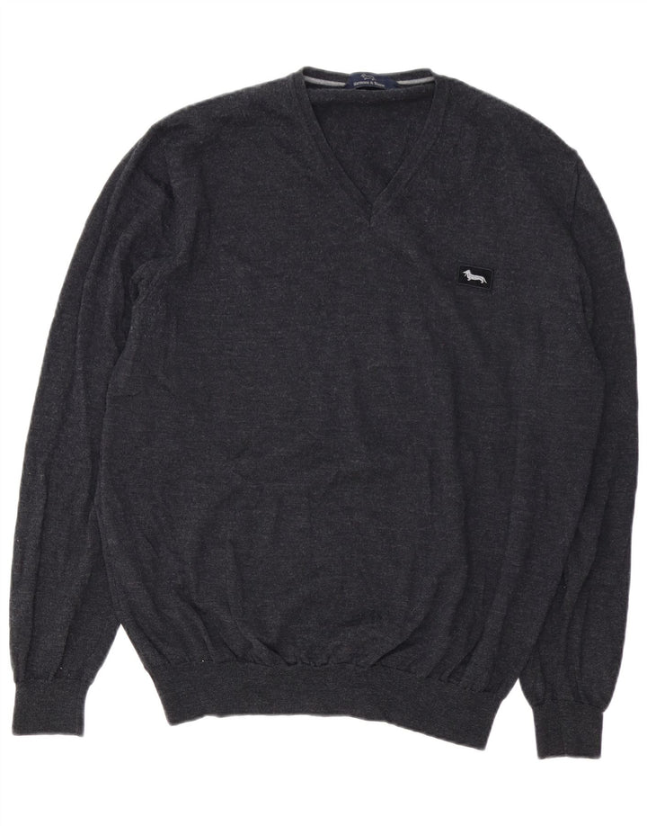 Ανδρικό πουλόβερ Harmont & Blaine με V λαιμόκοψη 5XL γκρι μαλλί