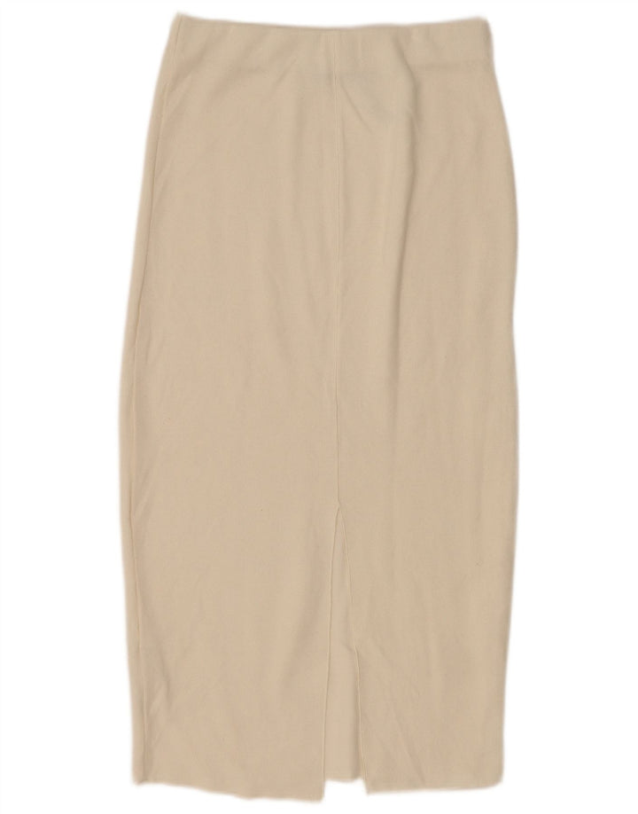 Zara Γυναικεία Midi Φούστα Small W26 Off White Βαμβακερή