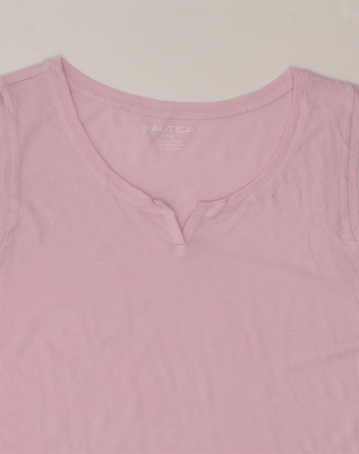 NAUTICA Womens Vest Top UK 16 Large Pink Cotton | Vintage Nautica | Thrift | Second-Hand Nautica | Used Clothing | Messina Hembry 