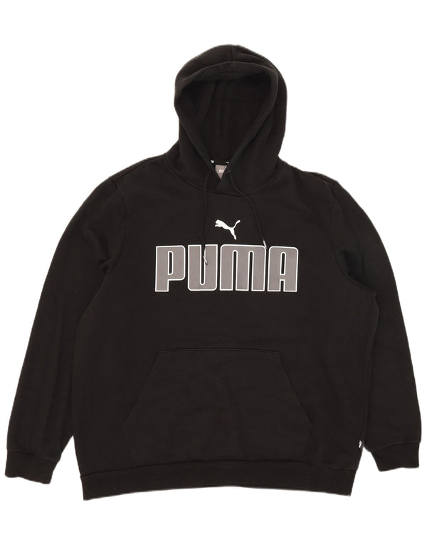 Ανδρικό γραφικό φούτερ με κουκούλα Puma XL, μαύρο βαμβακερό