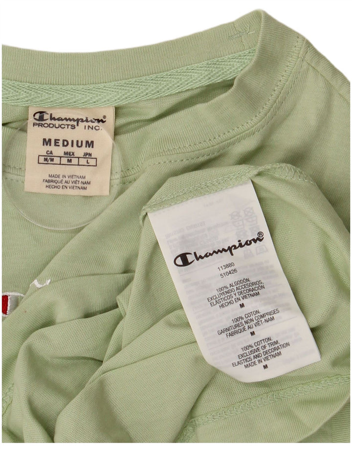 Champion Womens Crop Graphic T-Shirt Top UK 14 Medium Green Cotton