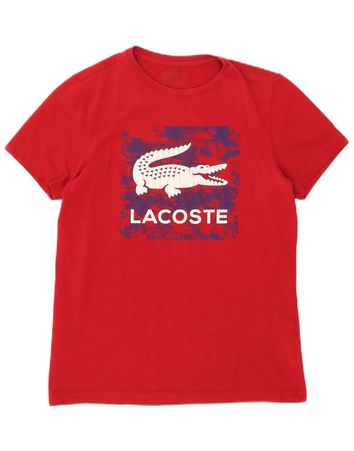 Ανδρικό γραφικό μπλουζάκι Lacoste Top size 3 Μικρό κόκκινο βαμβακερό