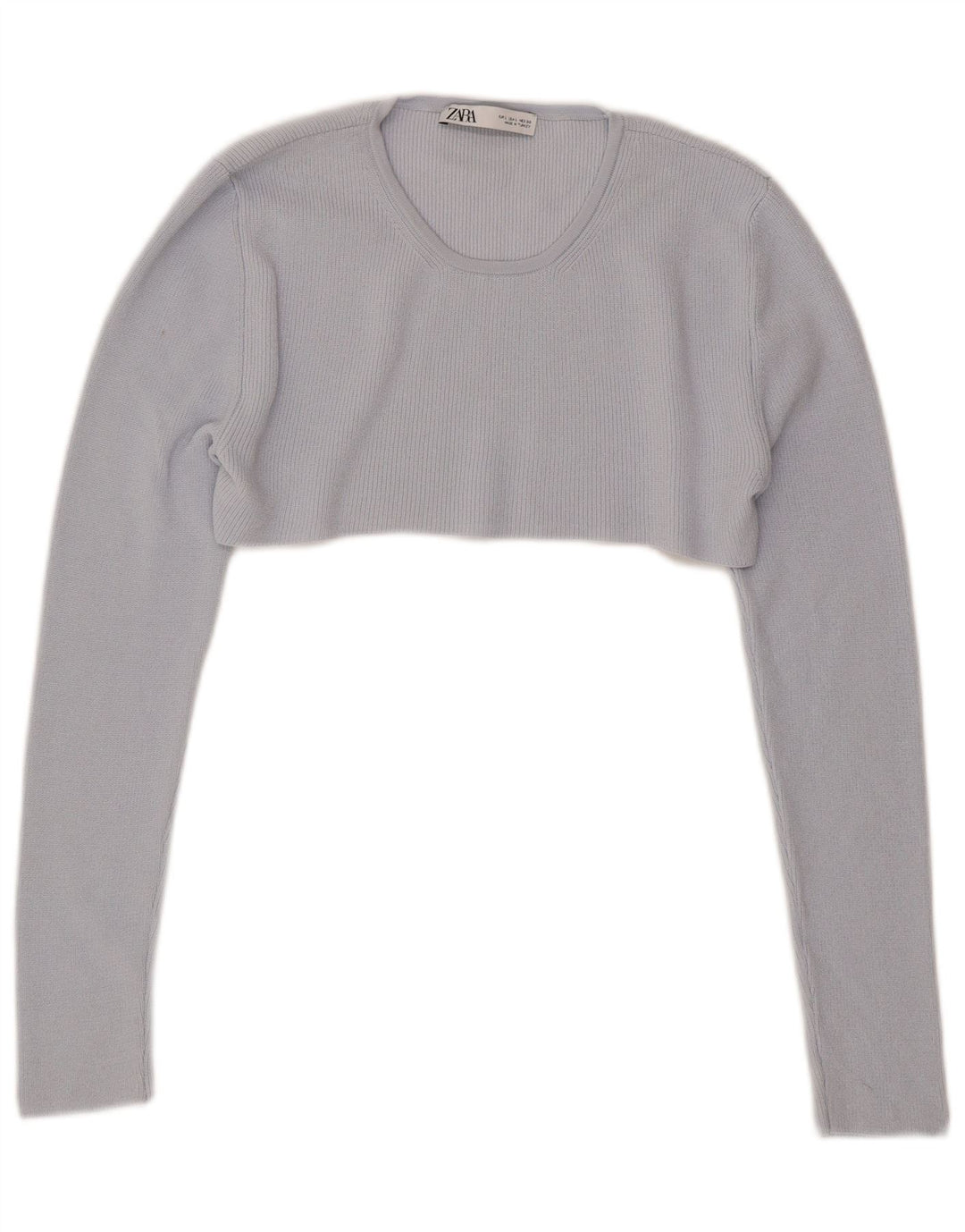 ZARA Womens Crop Top Long Sleeve UK 14 Large Blue