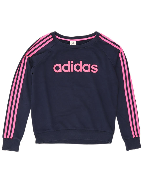 Γυναικεία φούτερ Adidas Climalite Graphic Jumper UK 12/14 Medium Navy Blue