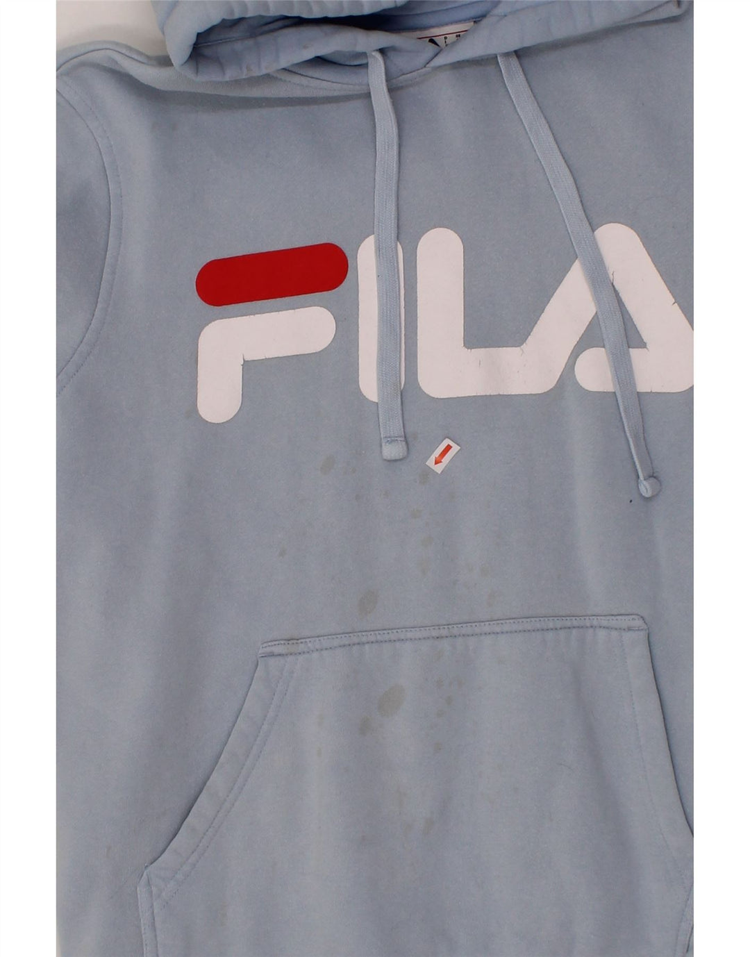 FILA Mens Graphic Hoodie Jumper Small Blue Cotton Vintage Fila and Second-Hand Fila from Messina Hembry 