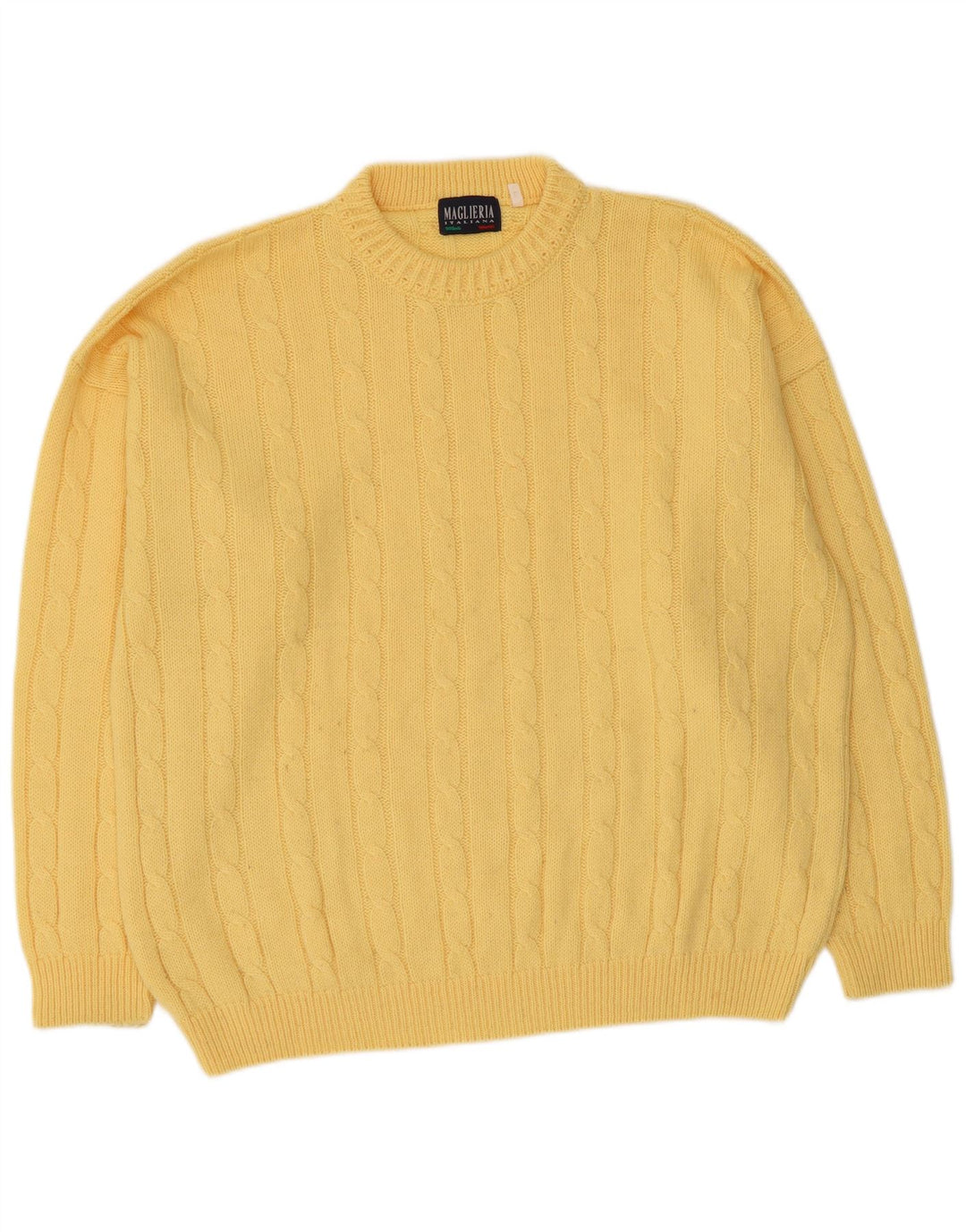 Ανδρικό πουλόβερ Maglieria Crew Neck Jumper Μεγάλο κίτρινο μαλλί