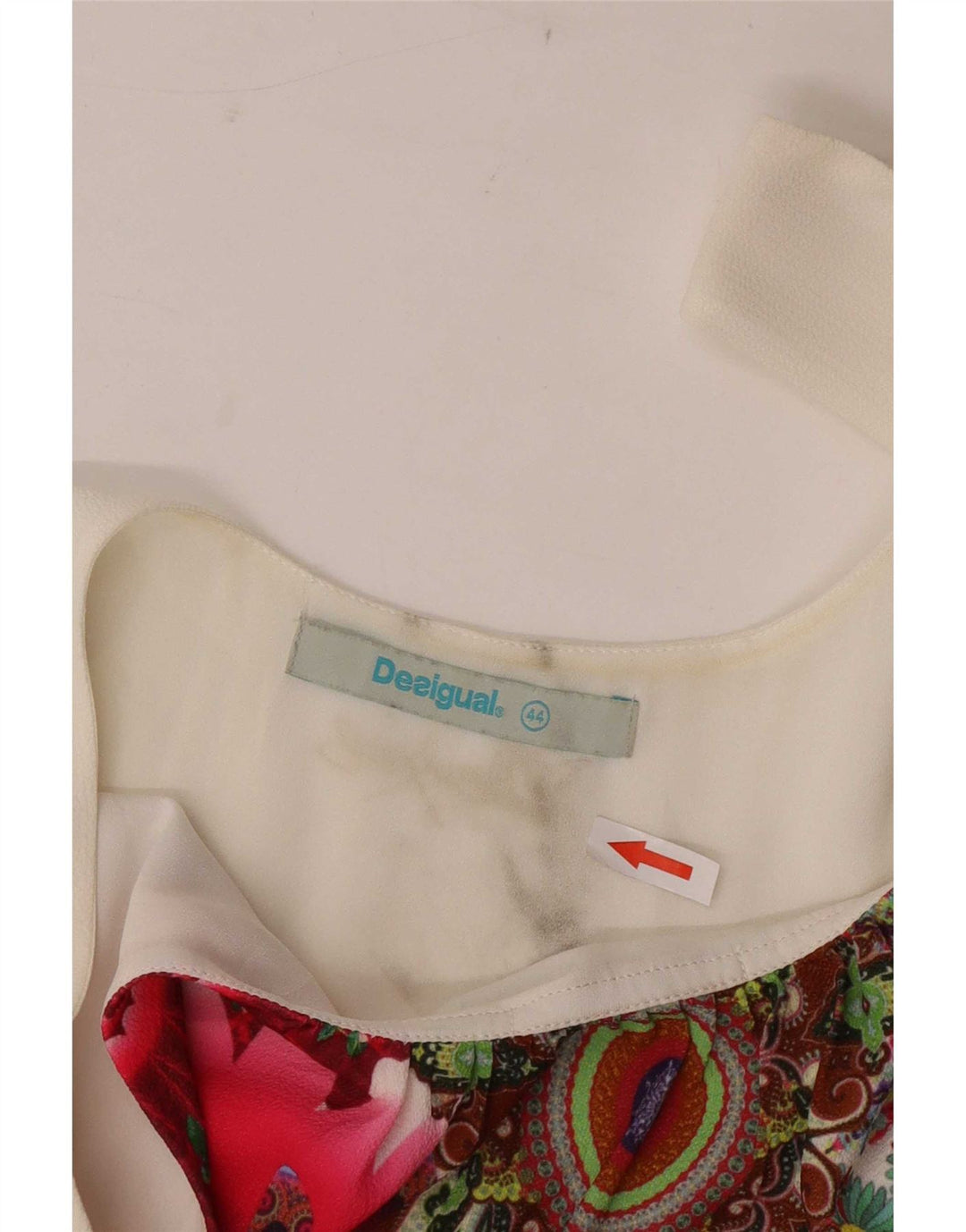 Desigual Γυναικείο Αμάνικο Τοπ EU 44 XL Λευκός φλοράλ πολυεστέρας