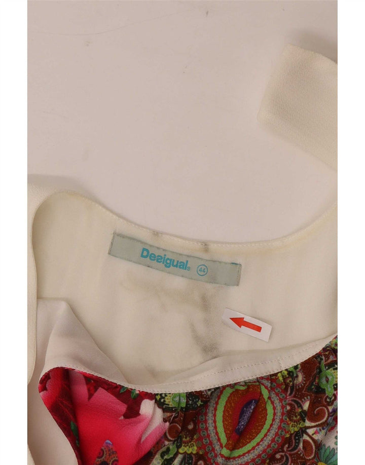 Desigual Γυναικείο Αμάνικο Τοπ EU 44 XL Λευκός φλοράλ πολυεστέρας