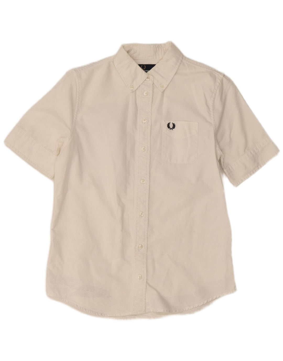 Fred Perry Γυναικείο κοντομάνικο πουκάμισο UK 8 μικρό λευκό βαμβακερό