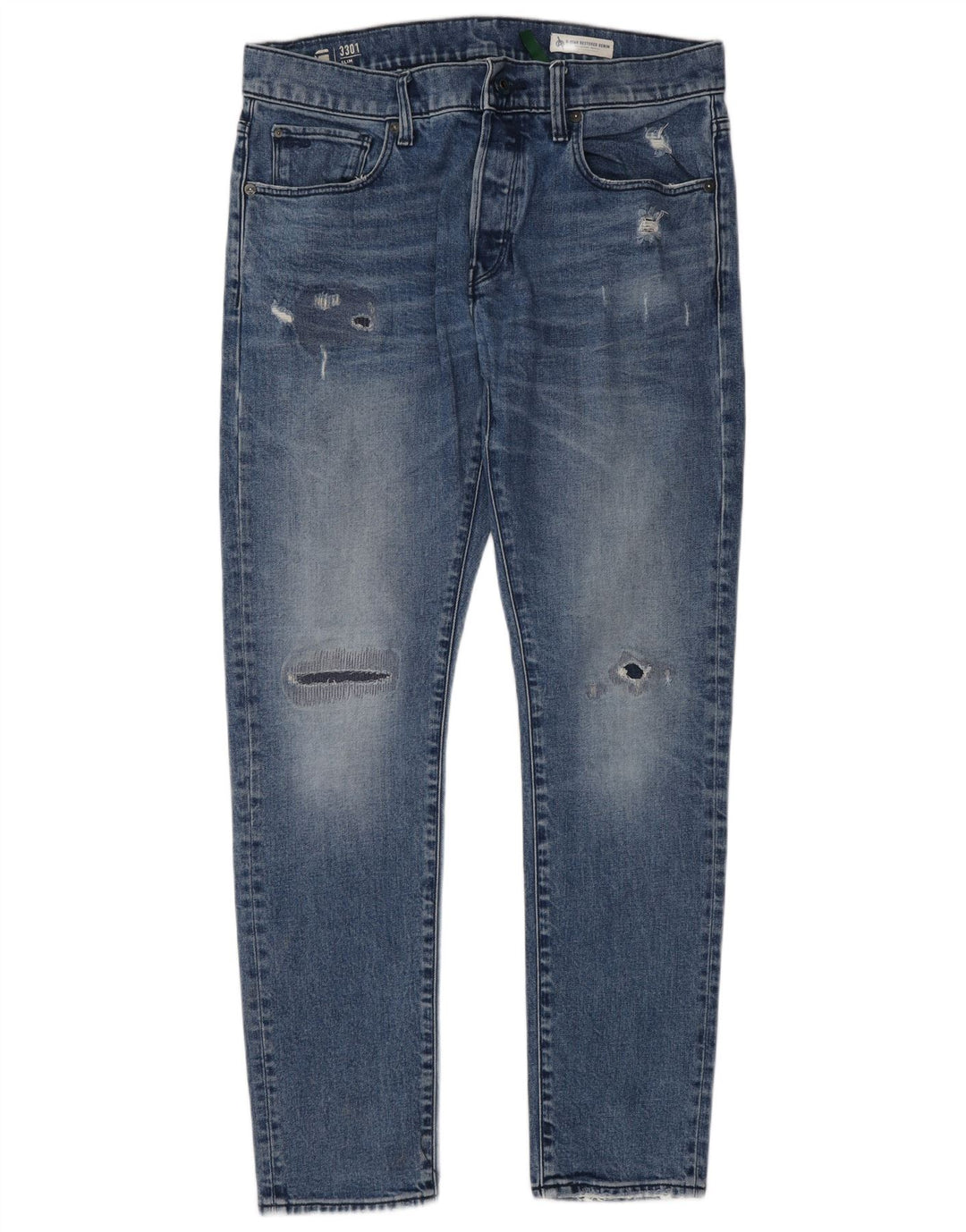 Ανδρικά G-Star 3301 Distressed Slim Jeans W33 L32 Μπλε βαμβακερό