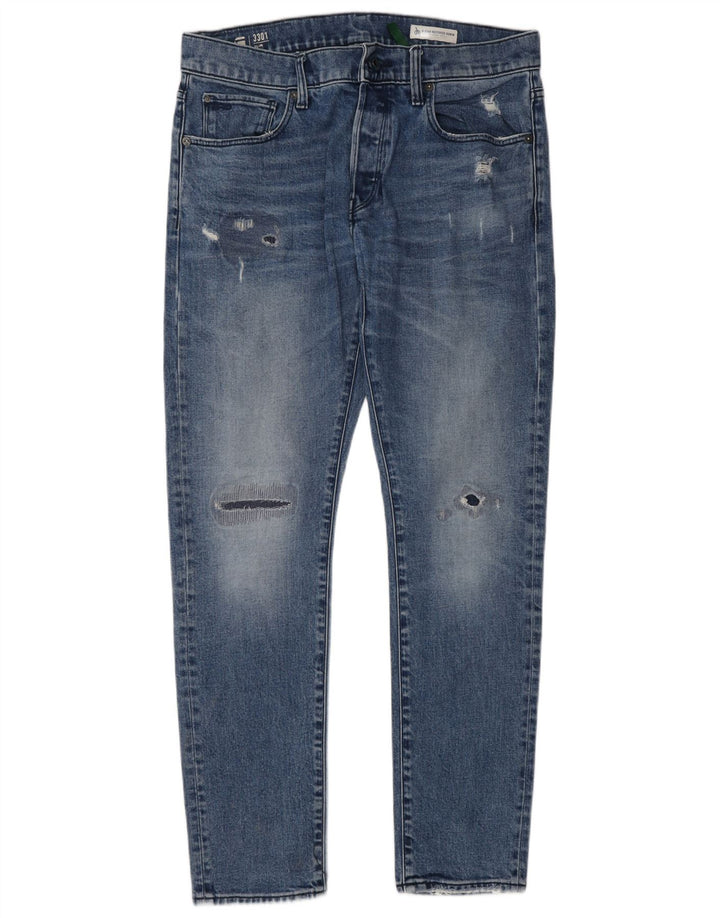 Ανδρικά G-Star 3301 Distressed Slim Jeans W33 L32 Μπλε βαμβακερό