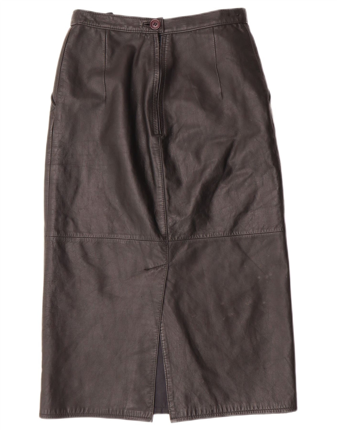 CHALICE Γυναικεία Ψηλόμεση Δερμάτινη Φούστα UK 8 Small W24 Μαύρη Δερμάτινη