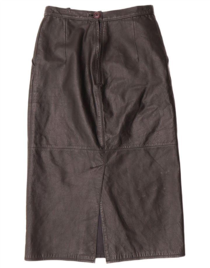 CHALICE Γυναικεία Ψηλόμεση Δερμάτινη Φούστα UK 8 Small W24 Μαύρη Δερμάτινη