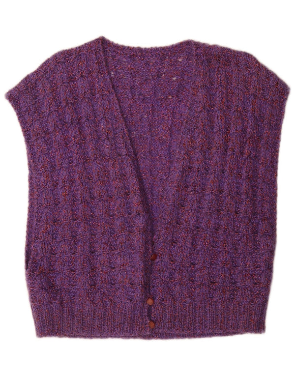 Vintage γυναικείο πλεκτό γιλέκο UK 14 Large Purple Flecked
