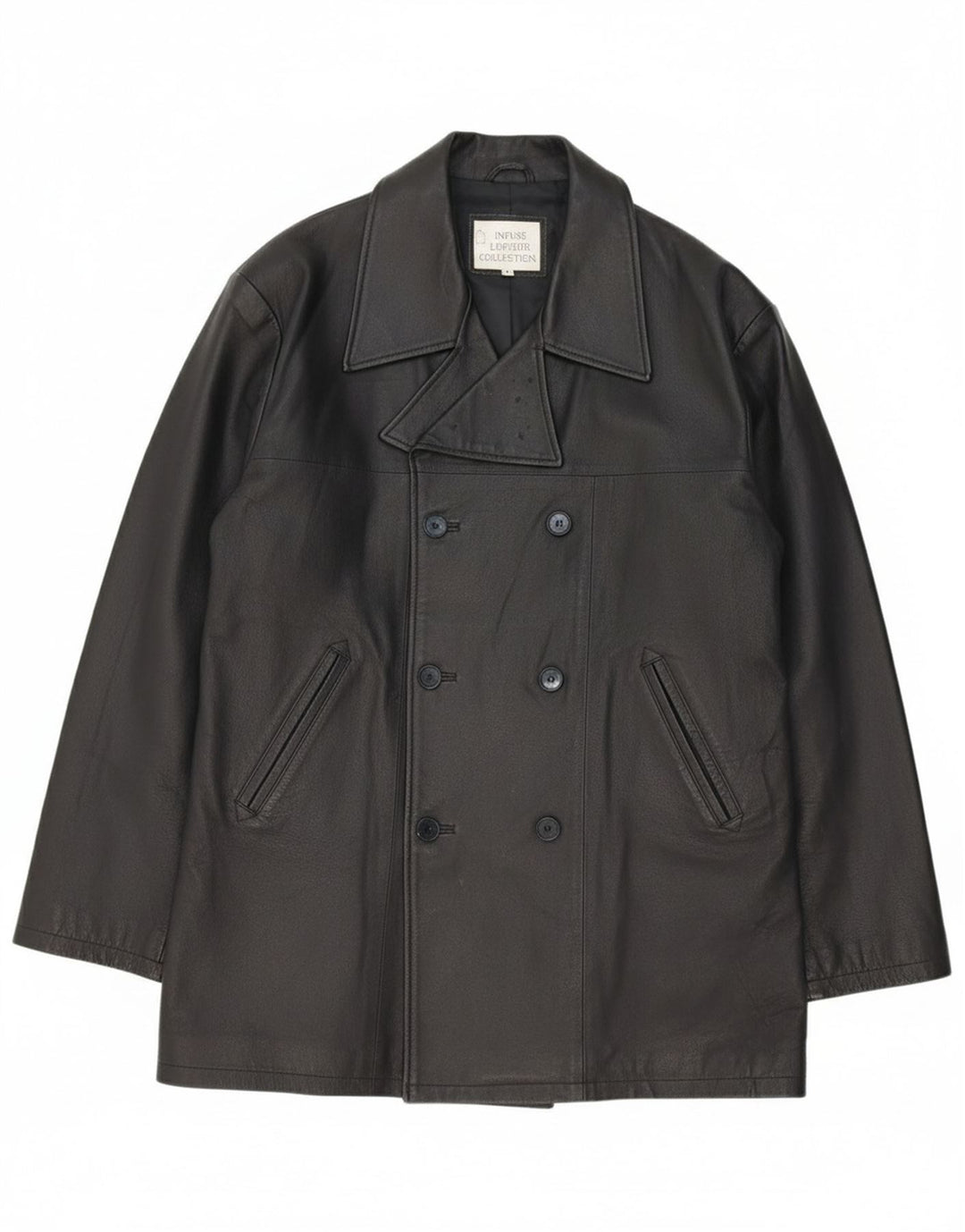 VINTAGE Mens Leather Coat UK 38 Medium Black Leather