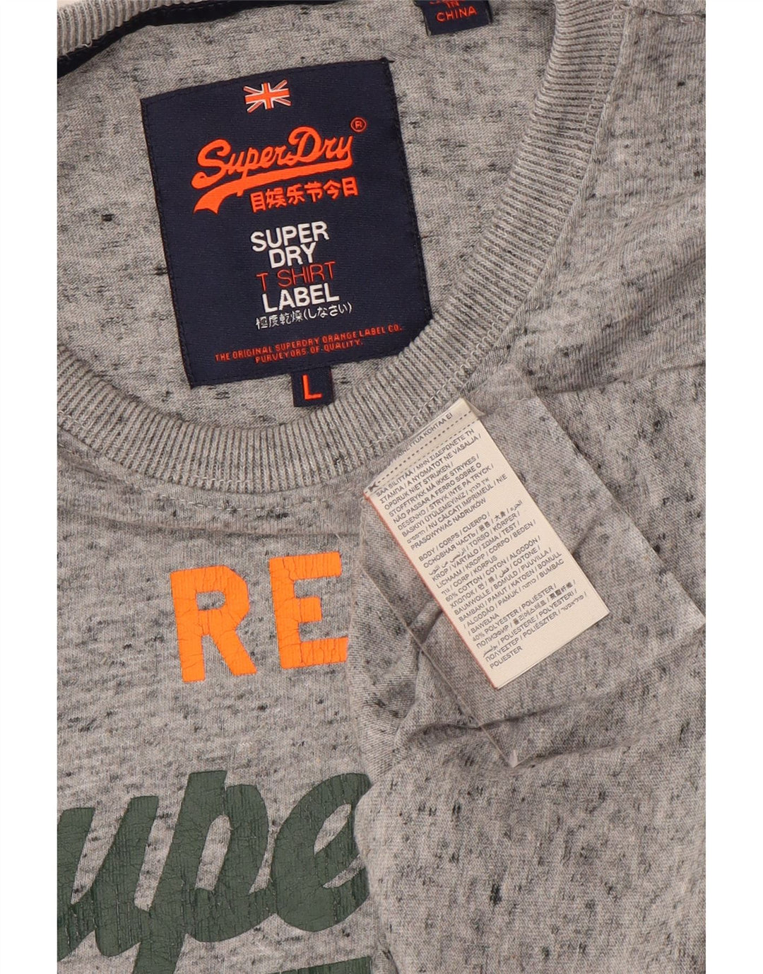 Ανδρικό γραφικό T-Shirt Superdry Top Βαμβακερό μεγάλο γκρι φλύκταινα