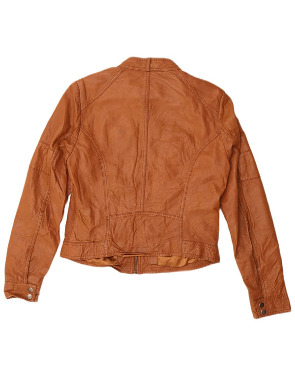 Vintage Γυναικείο Crop Leather Jacket UK 14 Medium Brown