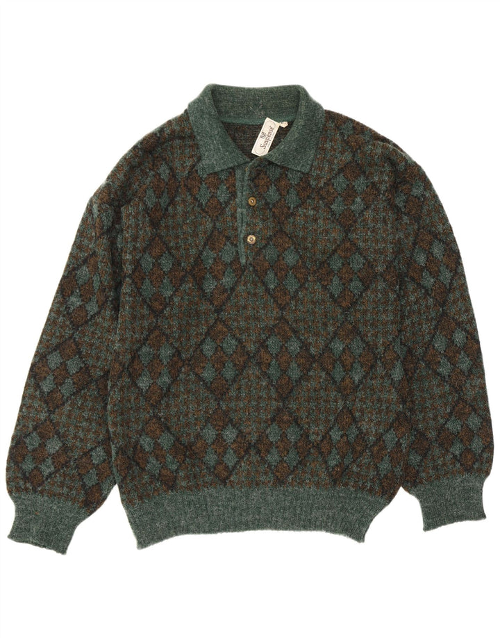 Suspense Ανδρικό πουλόβερ με λαιμόκοψη IT 50 Medium Green Argyle/Diamond