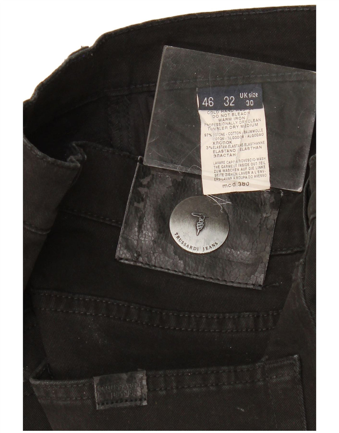 Γυναικείο τζιν Trussardi ίσιο W30 L34 μαύρο βαμβακερό