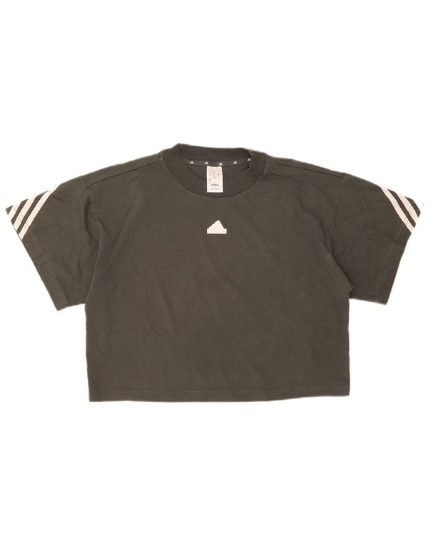 Adidas Γυναικείο T-Shirt Crop Oversized Top UK 8/10 Small Khaki