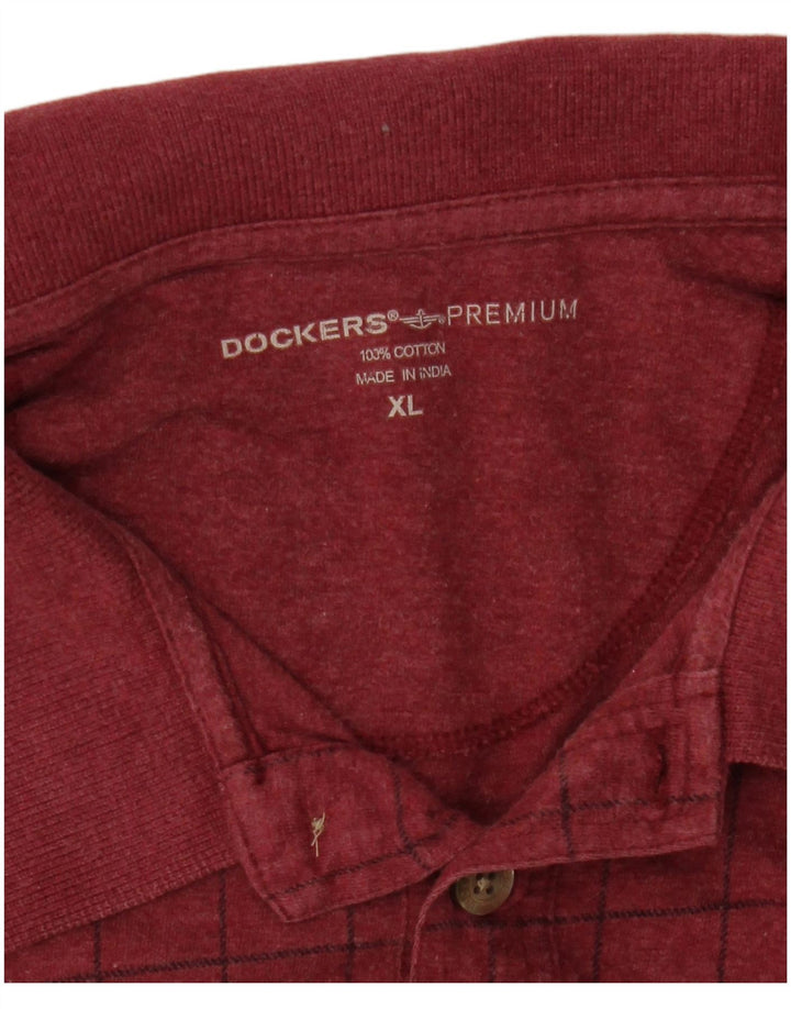 Ανδρικό πουκάμισο Polo της Dockers XL Maroon Check Cotton