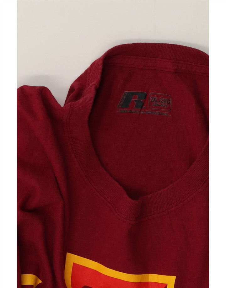 Ανδρικό γραφικό μπλουζάκι Russell Athletic Top 2XL κόκκινο βαμβακερό