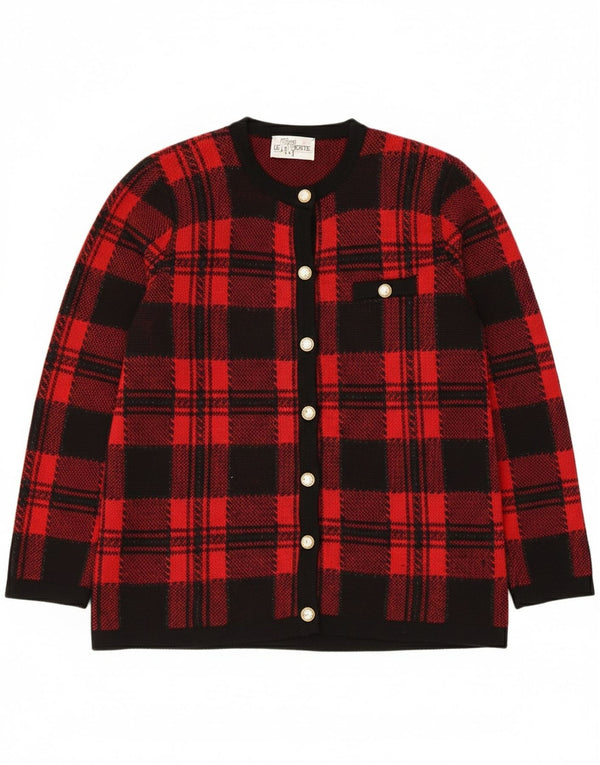 Vintage γυναικεία ζακέτα πουλόβερ UK 14 Μεγάλο κόκκινο μαλλί Merino