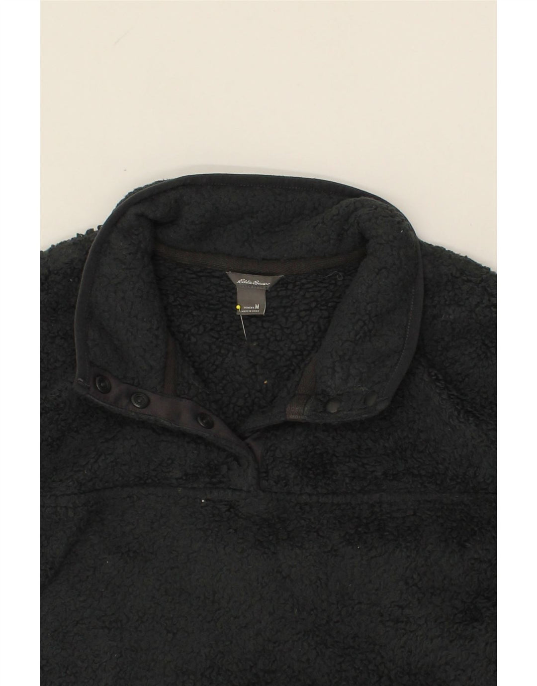 EDDIE BAUER Womens Button Neck Fleece Jumper UK 12 Medium Black Polyester Vintage Eddie Bauer and Second-Hand Eddie Bauer from Messina Hembry 