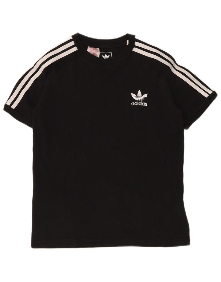 ADIDAS Boys T-Shirt Top 11-12 Years Μαύρο βαμβακερό