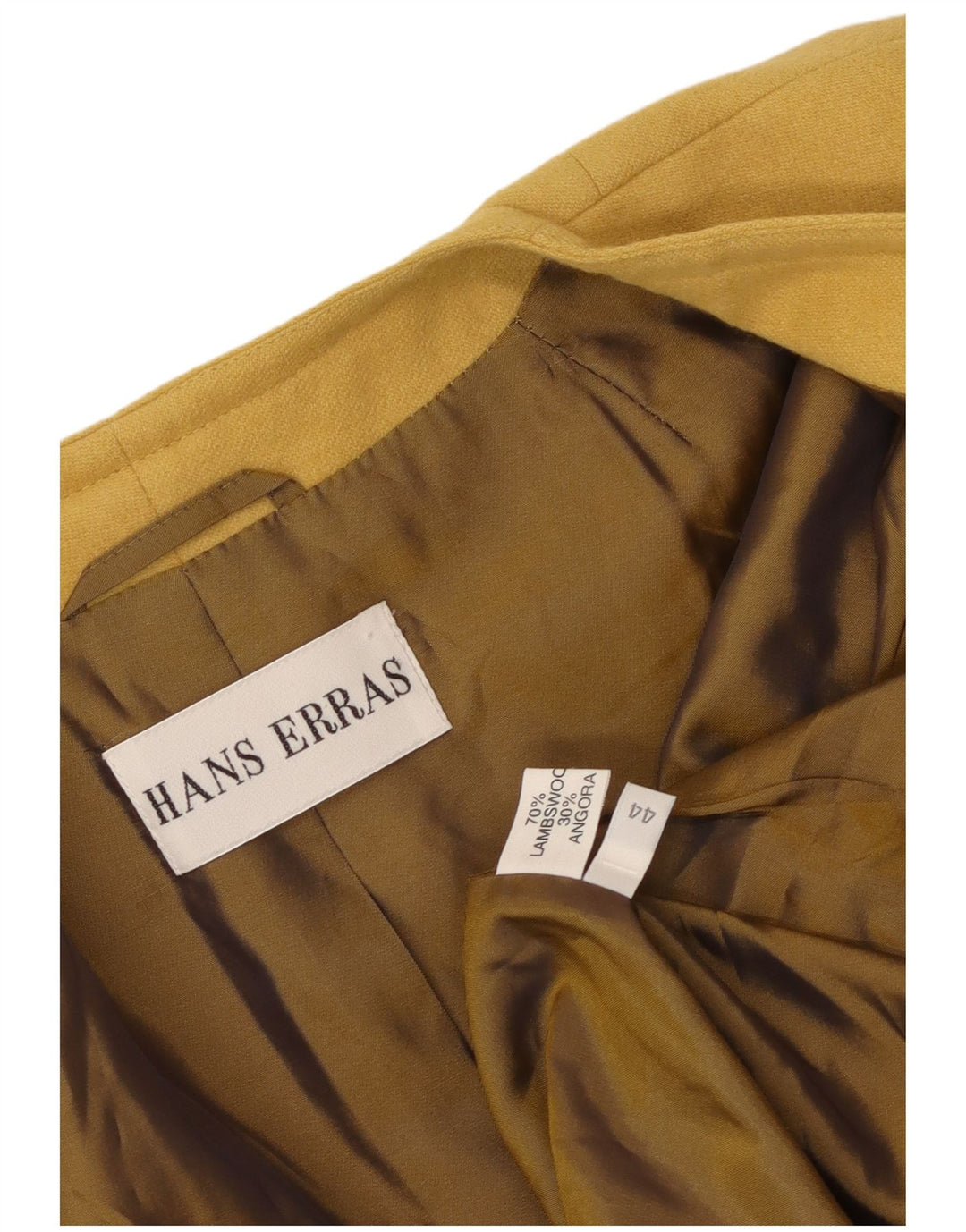 Vintage Γυναικείο Μπουφάν σακάκι με 1 Κουμπί IT 44 Μαλλί αρνιού μεσαίου κίτρινου χρώματος